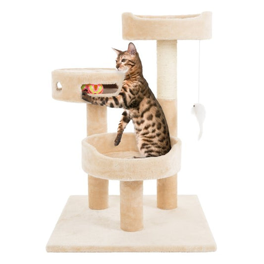 2 Carpeted Napping Perches, Sisal Rope Scratching Post
